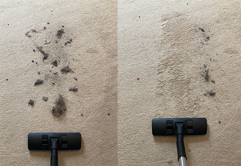 Charles vacuum's combi floor tool cleaning results on carpet