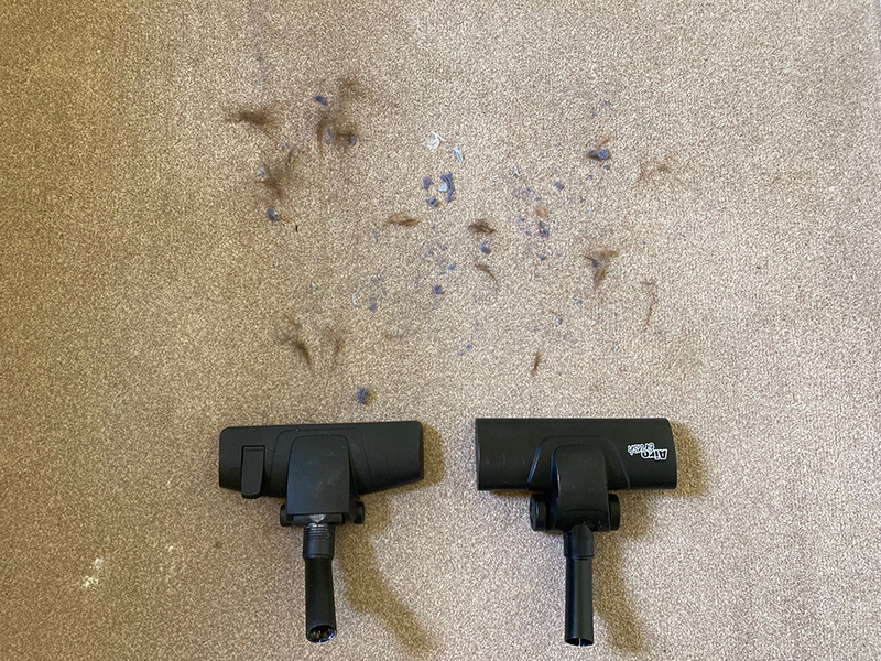 Henry xtra vacuum cleaner combi floor tool vs AiroBrush cleaning comparison on carpet