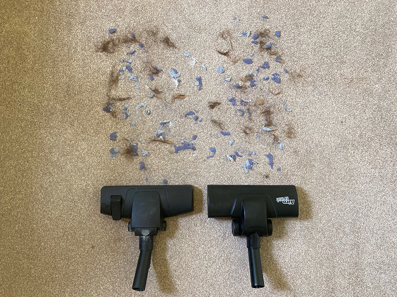 Henry xtra vacuum cleaner combi floor tool vs AiroBrush cleaning comparison on carpet