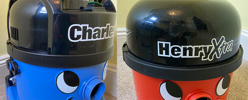 The missing rubber buffer on the Charles vacuum cleaner, in comparison with the Henry Xtra