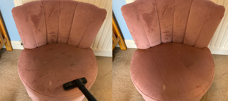 Henry Xtra vacuum cleaner upholstery brush cleaning results on a chair