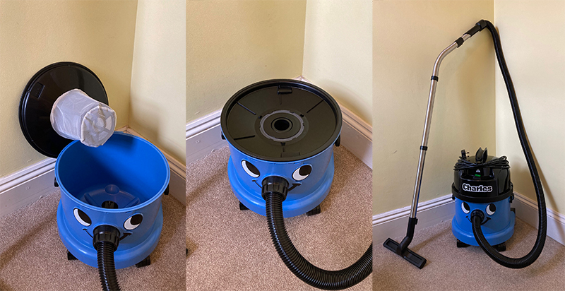 Assembling a Charles vacuum cleaner for wet vacuum cleaning