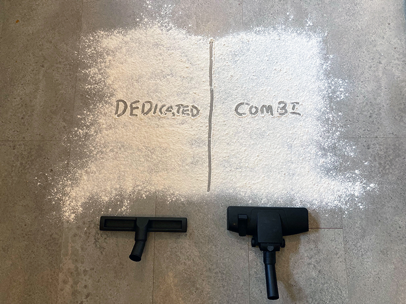 Henry Xtra dedicated floor tool vs combi floor tool hard floor cleaning results comparison