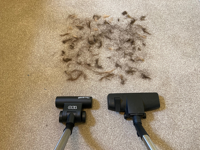 A comparison between the Henry Pet vacuum cleaner combi floor tool and ecobrush on pet hair.