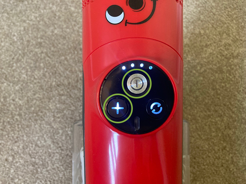 The power and boost mode buttons on the Henry Quick vacuum cleaner