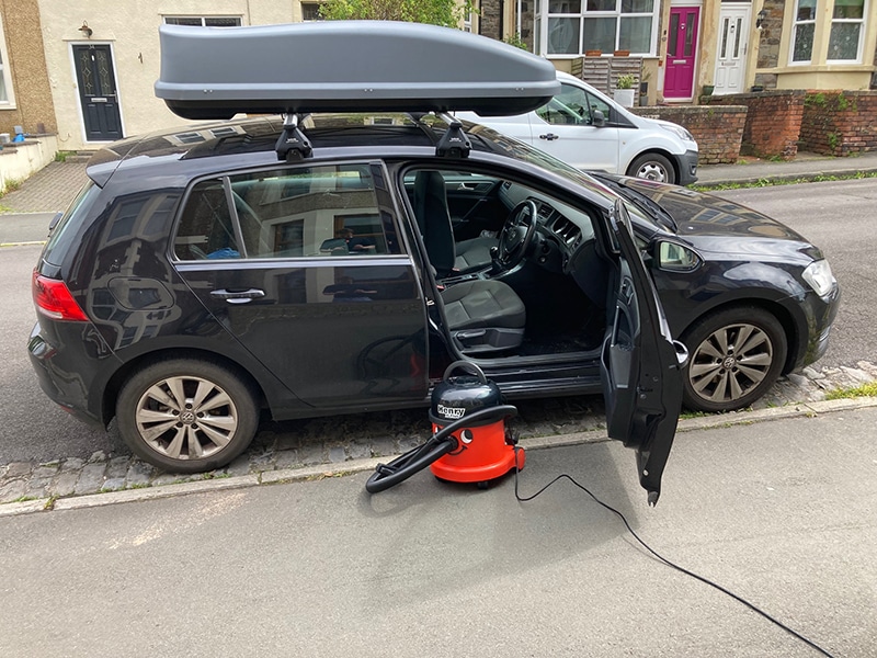 Car cleaning with Henry XL Plus vacuum cleaner