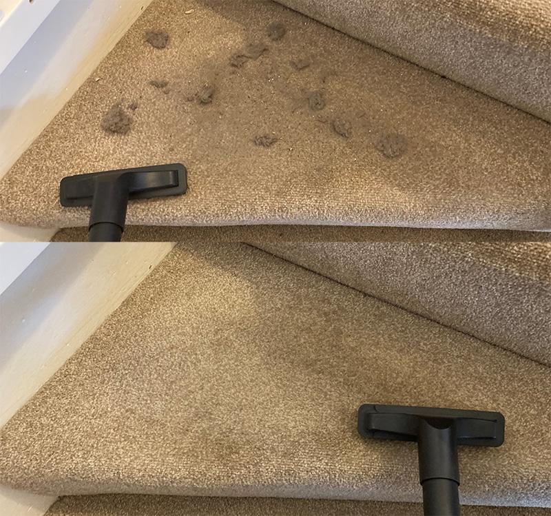 Stair tread cleaning with the Henry XL Plus Upholstery Brush